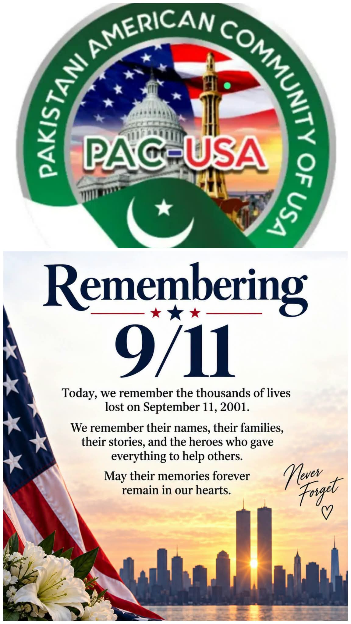 PAC-USA Remembering 9/11 memorial tribute